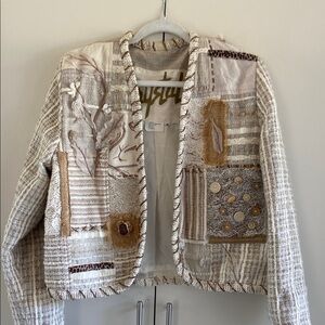 Vintage Patchwork Jacket - Cream and Brown